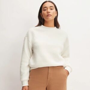 Everlane Renew Fleece Raglan Crewneck Sweatshirt White Women's Size Medium